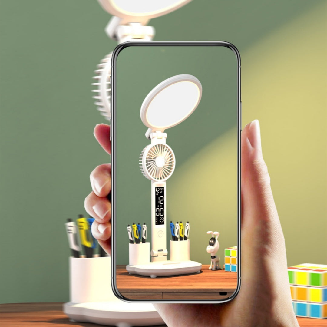 Multifunktionell Skrivbordslampa med Fläkt & LCD-display – Smart belysning för hem och kontor