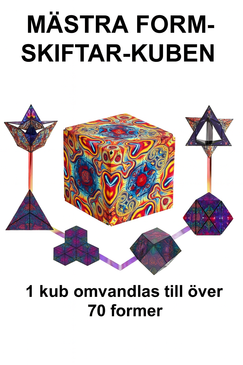 Magisk Formskiftar-Kub – Förvandlas till över 70 Former | Anti-Stress & Kreativ 3D-Leksak