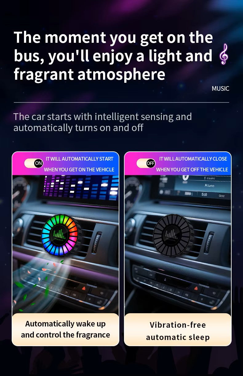 Bil-luftfräschare med Atmosfärsljus & Musikrytm – Fräsch luft i takt med din stil