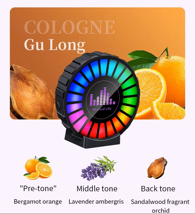 Bil-luftfräschare med Atmosfärsljus & Musikrytm – Fräsch luft i takt med din stil