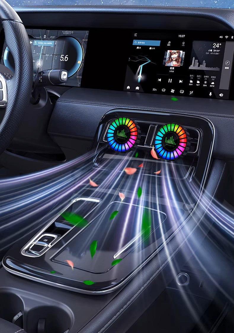 Bil-luftfräschare med Atmosfärsljus & Musikrytm – Fräsch luft i takt med din stil