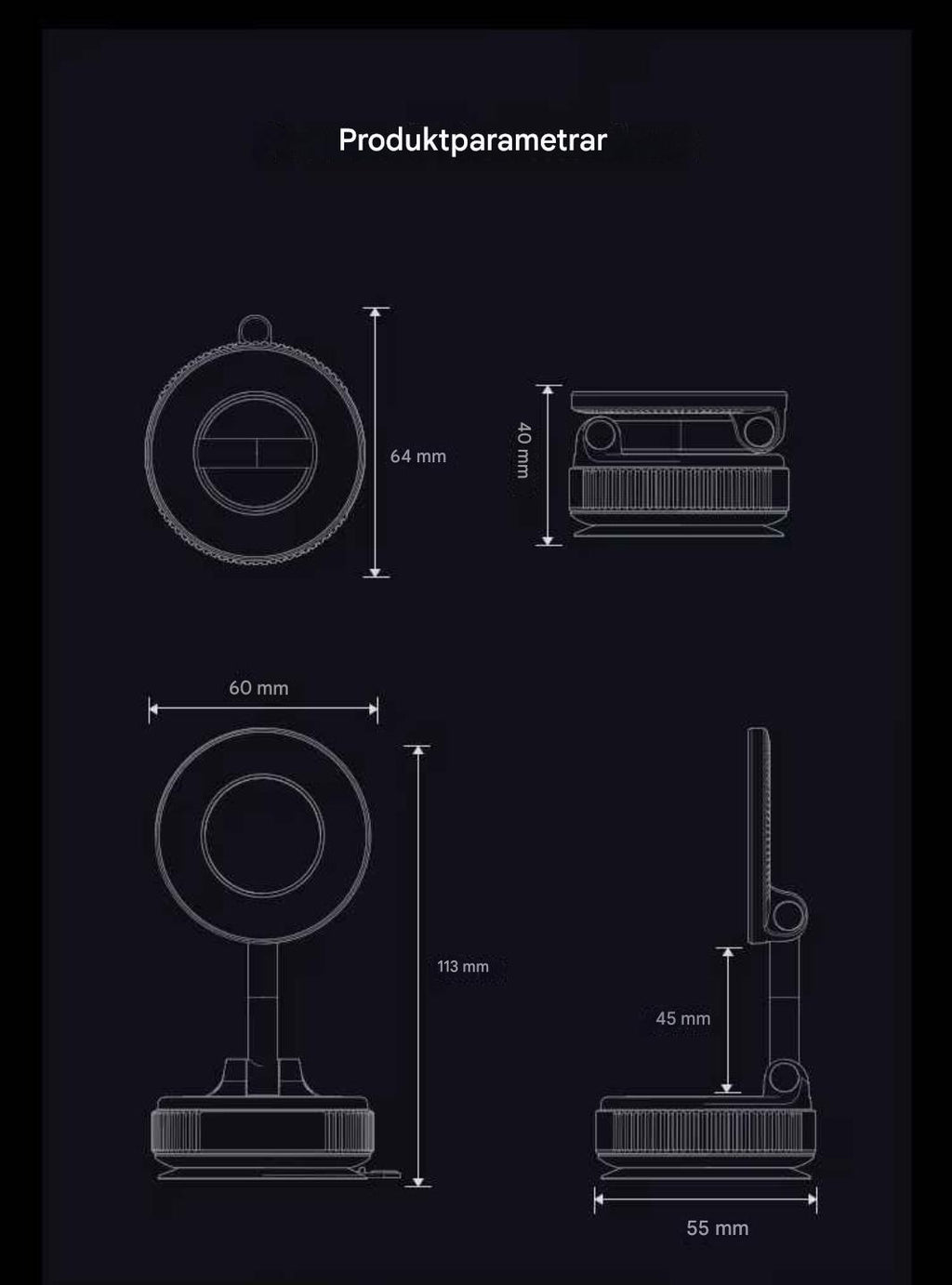 X68 360° Roterande Mobilhållare med Vakuumfäste
