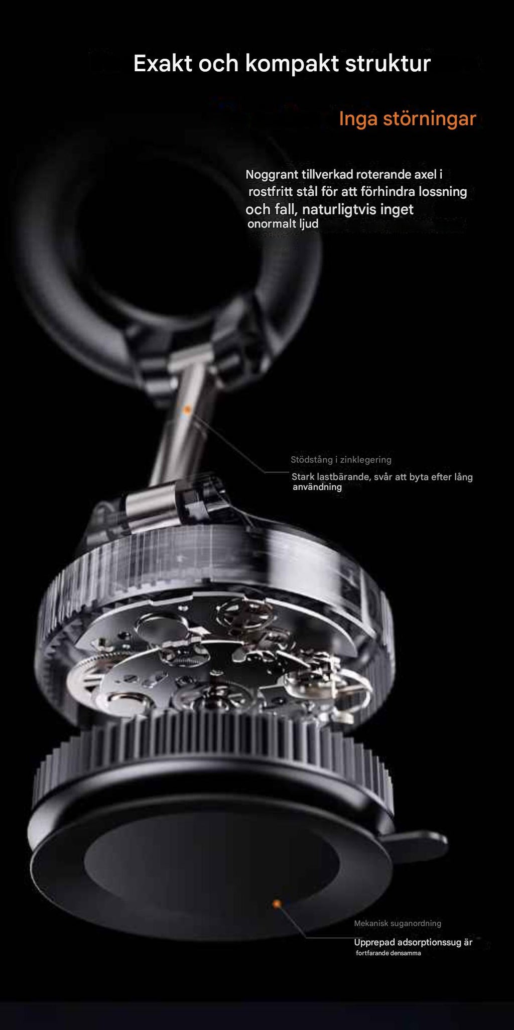 X68 360° Roterande Mobilhållare med Vakuumfäste