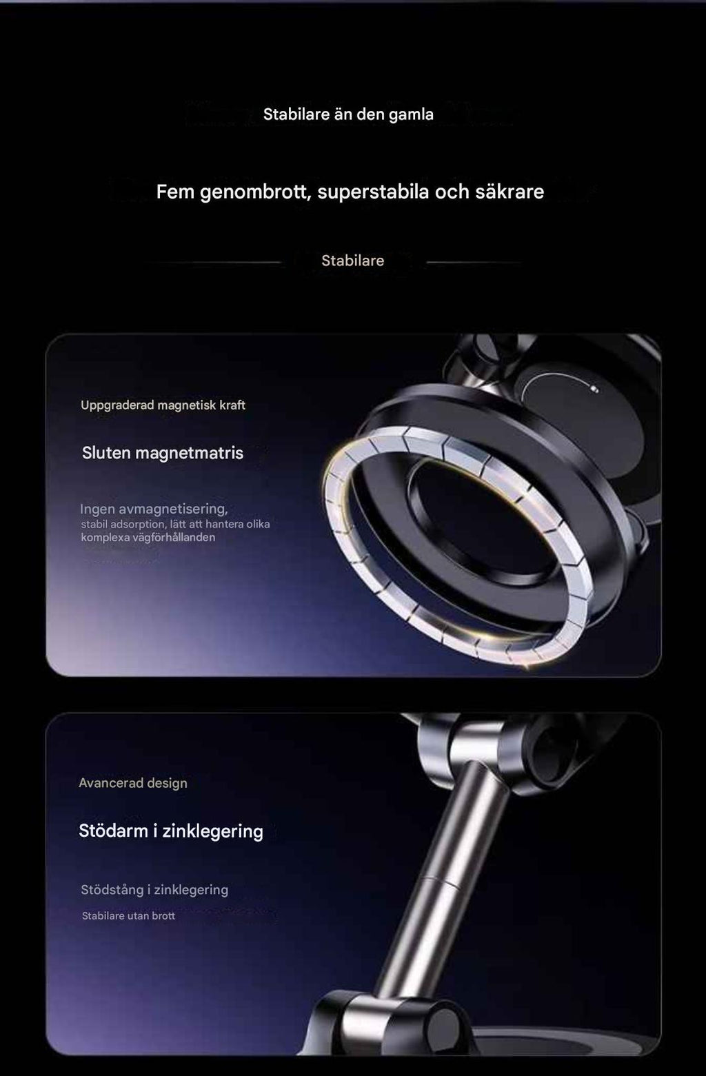 X68 360° Roterande Mobilhållare med Vakuumfäste