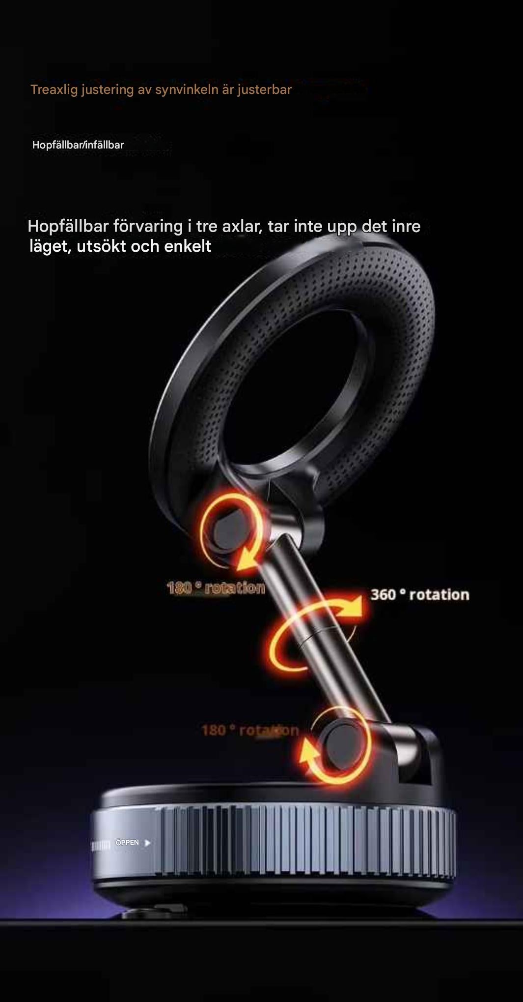 X68 360° Roterande Mobilhållare med Vakuumfäste